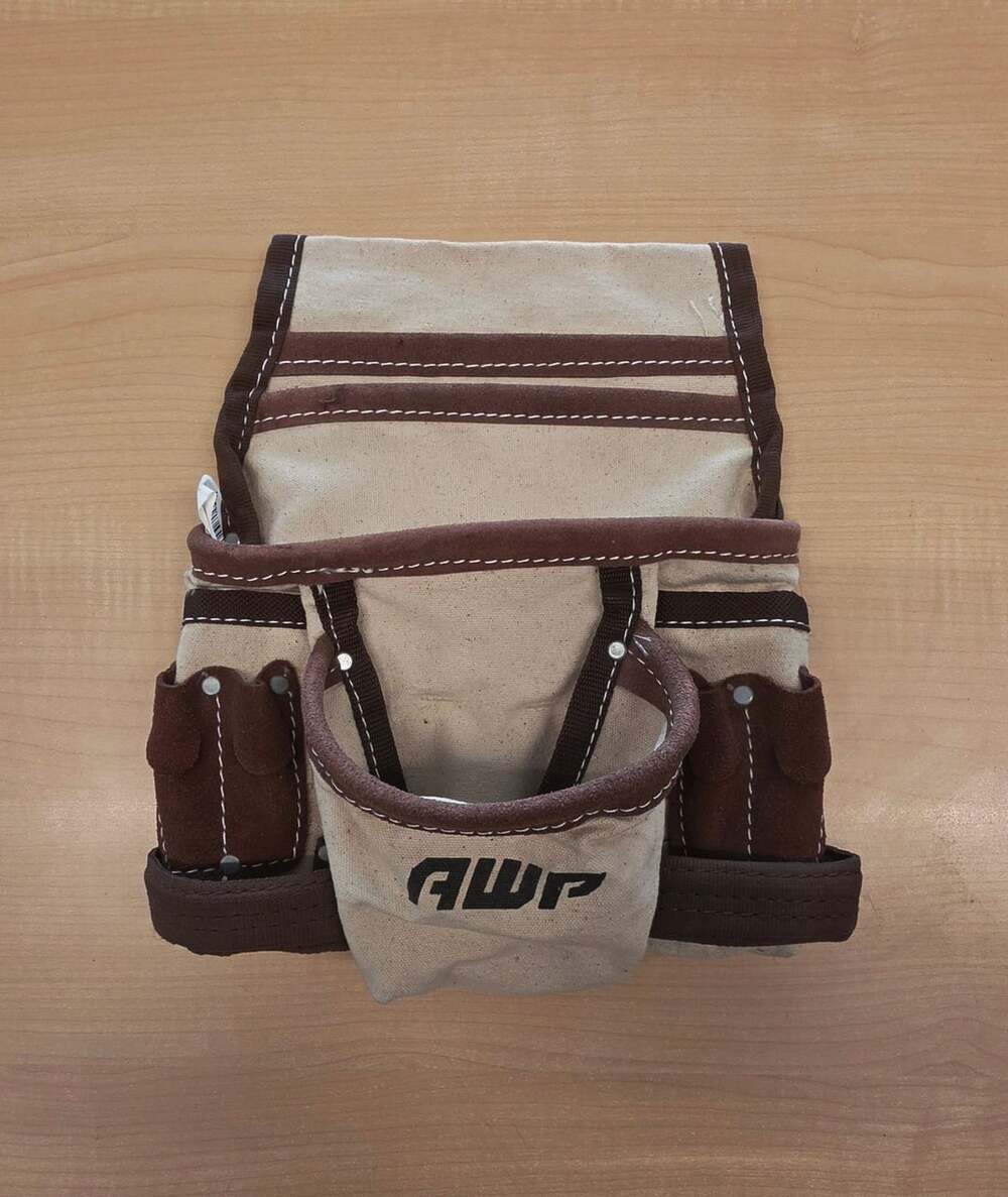 AWP Tool Bag Belt Brown/Cream Canvas/Leather 4 tier